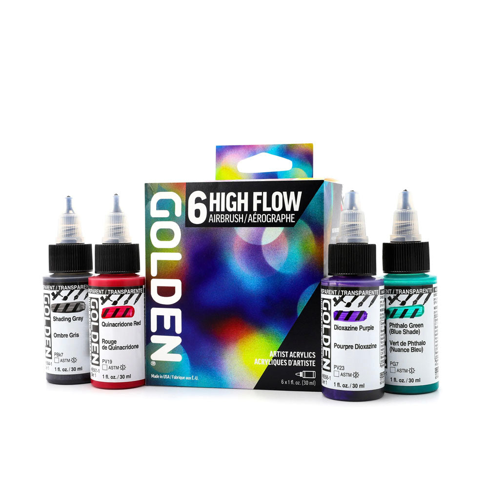 Golden High Flow Acrylic Airbrush Set of 6 x 30mL