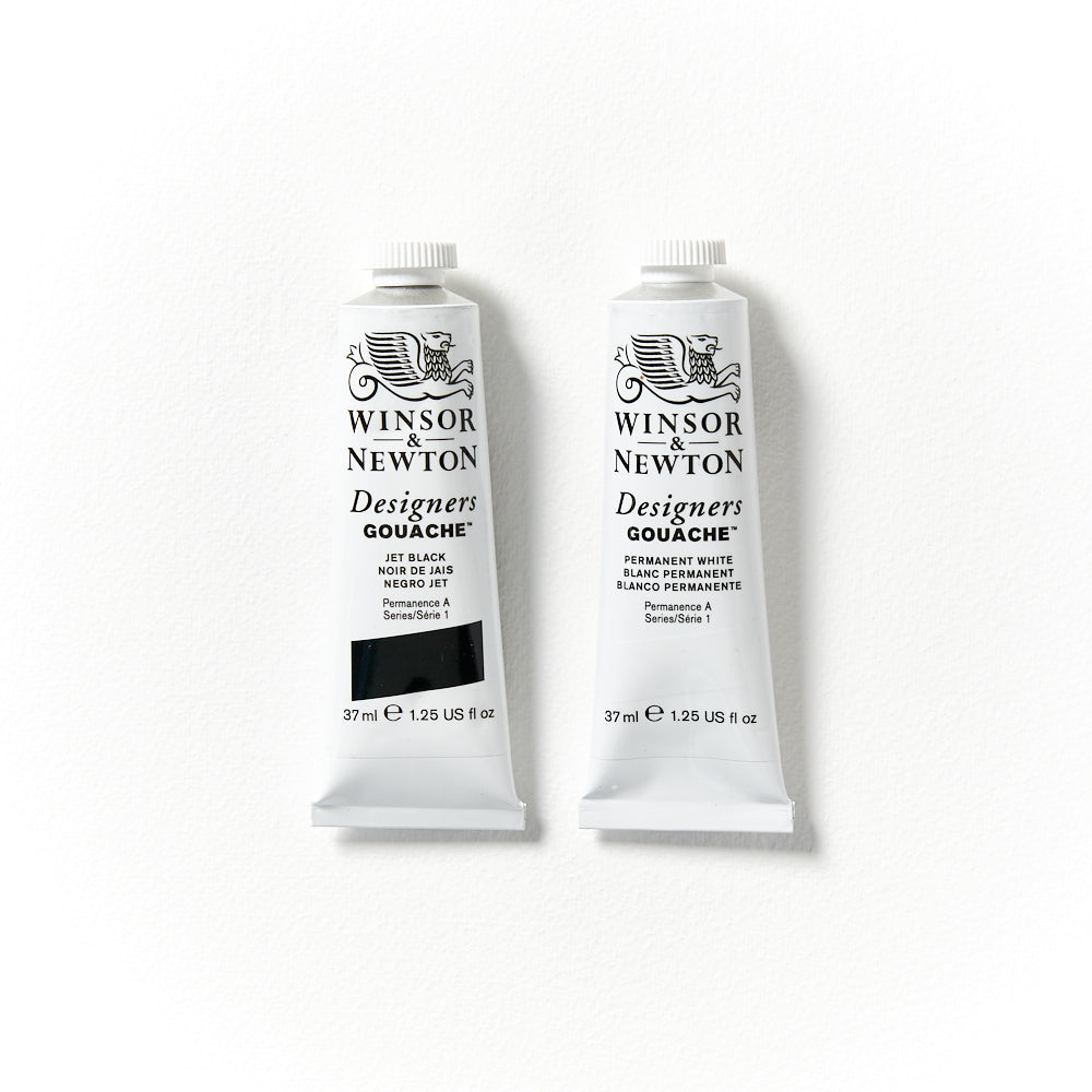 Winsor & Newton Designers Gouache 37mL Jet Black Permanent White