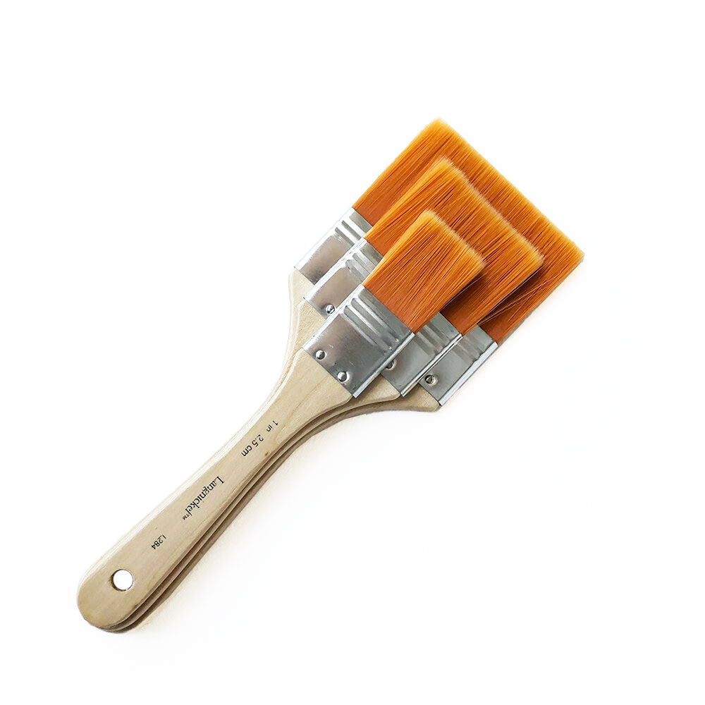 Royal & Langnickel Golden Taklon Flat Brush 3 inch taklon brush 2 inch taklon brush 1 inch taklon brush