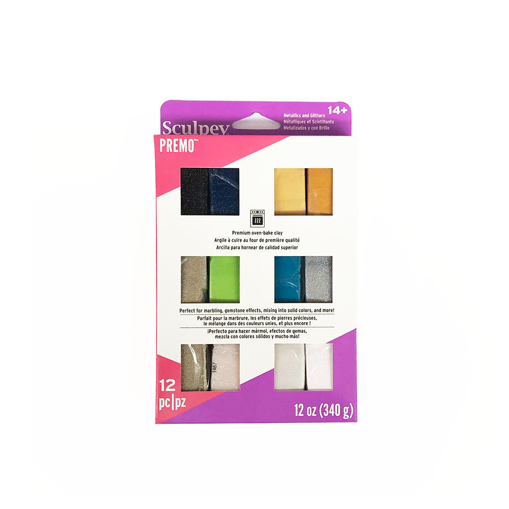 Sculpey Premo Sampler Pack of 12 - Metallics and Glitters