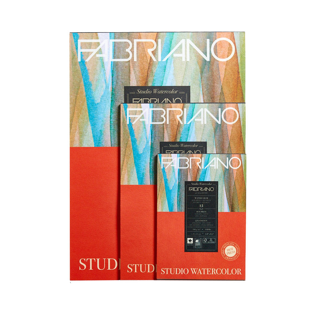 Fabriano Studio Watercolour Pad 300gsm Hot Press A5 A4 A3